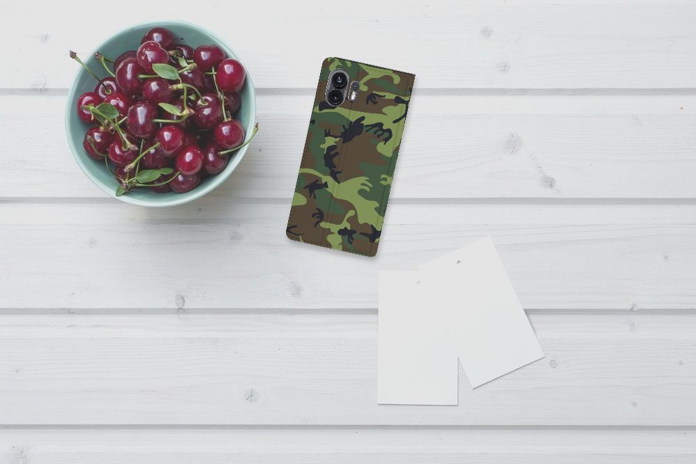 Nothing Phone (2) Hoesje met Magneet Army Dark camouflage design bovenaanzicht