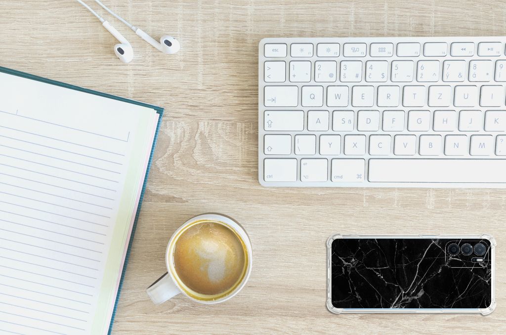 OPPO A16 | A16s | A54s Anti-Shock Hoesje Marmer Zwart - Origineel Cadeau Vader B2C Telecom