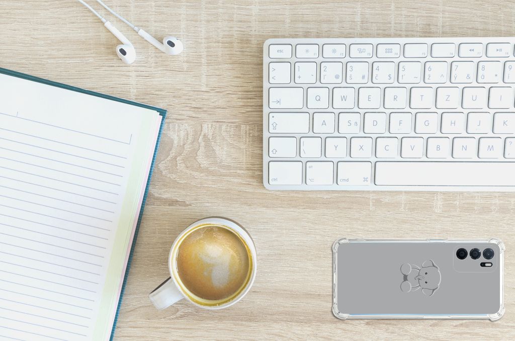 OPPO A16 | A16s | A54s Stevig Bumper Hoesje Grijs Baby Olifant B2C Telecom