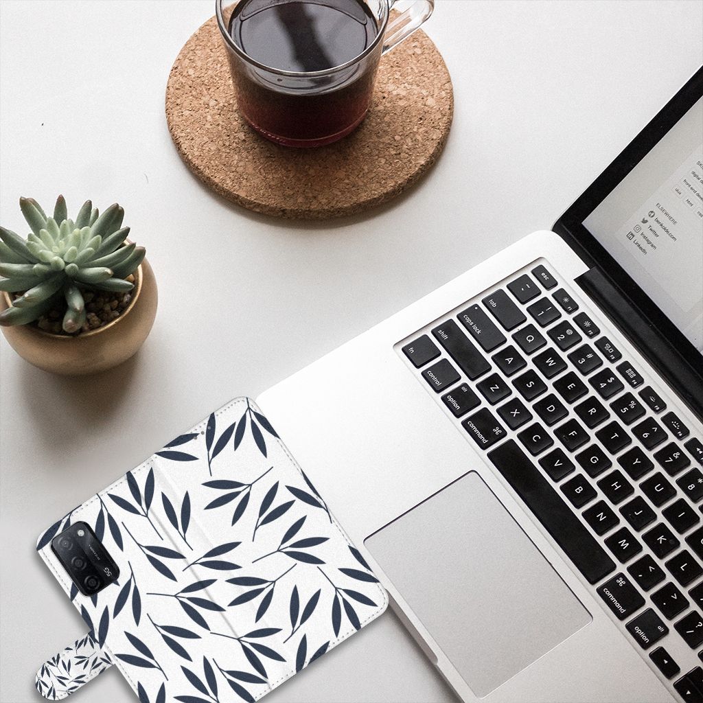 OPPO A16/A16s/A54s Hoesje Leaves Blue