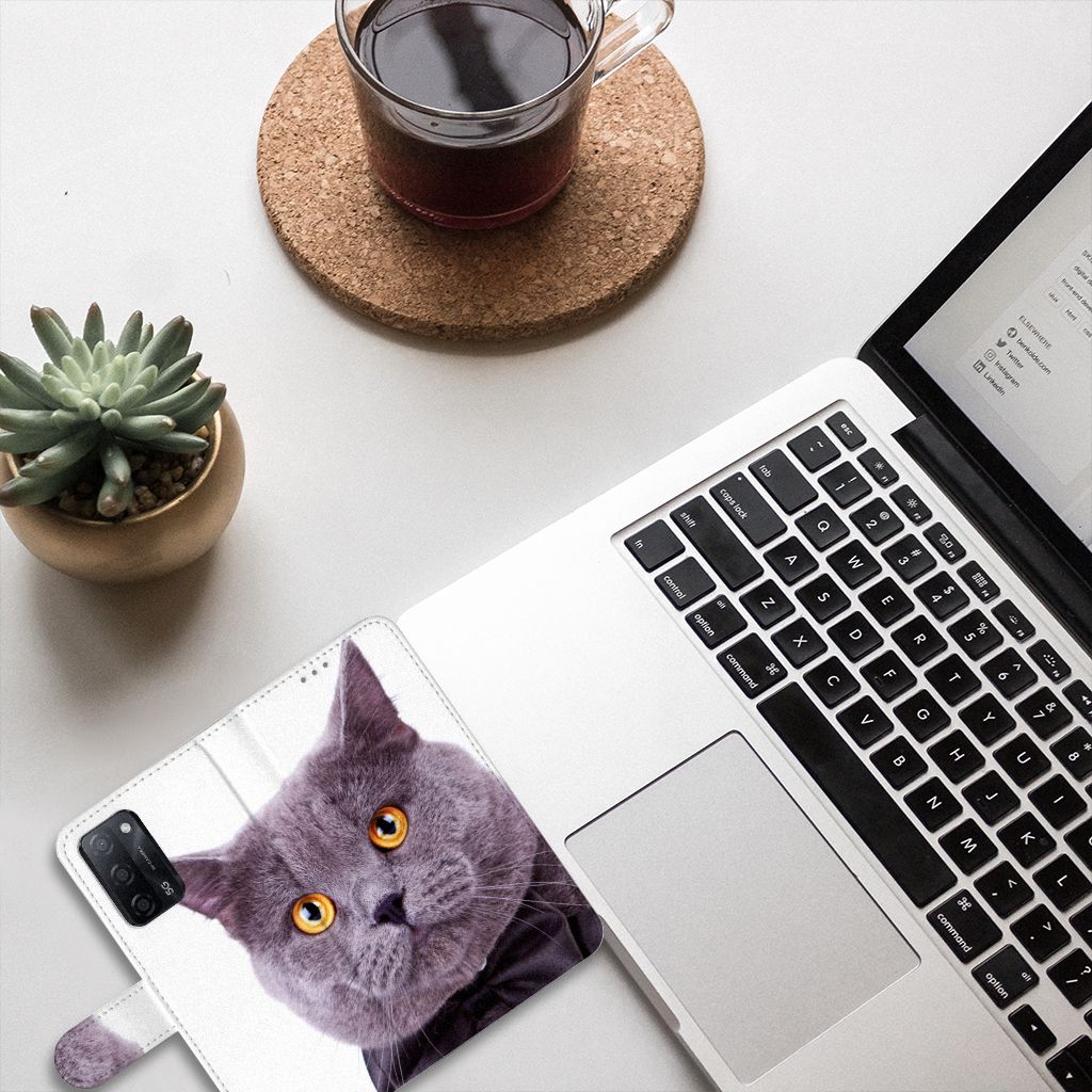 OPPO A16/A16s/A54s Telefoonhoesje met Pasjes Kat