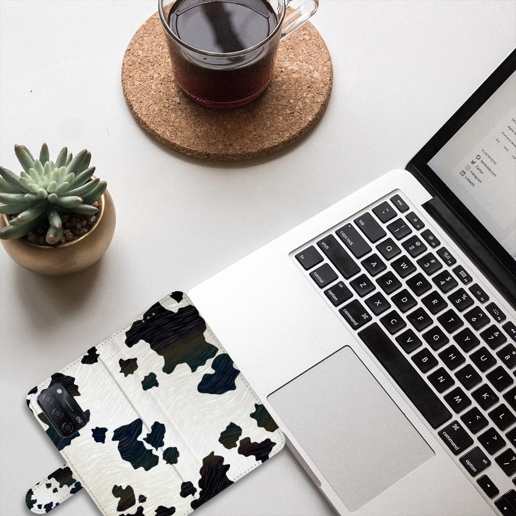 OPPO A16/A16s/A54s Telefoonhoesje met Pasjes Koeienvlekken