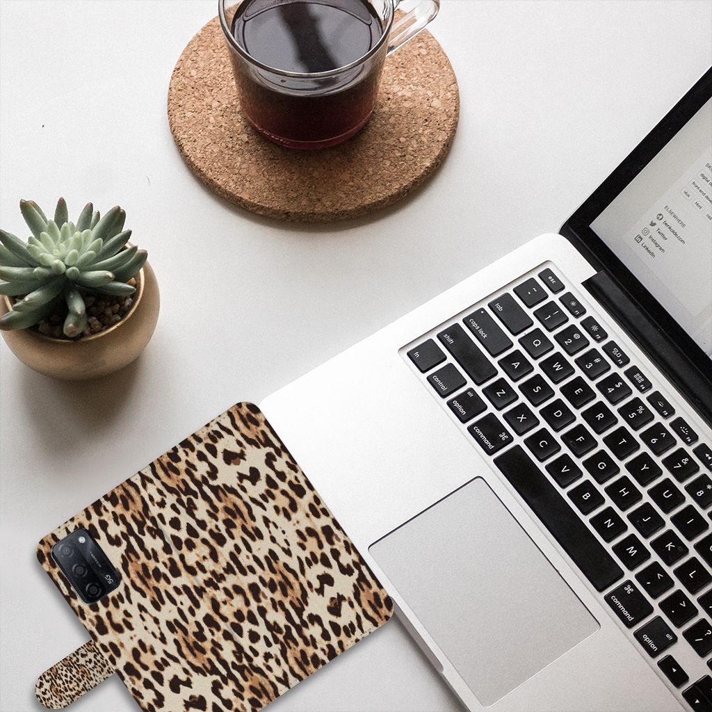 OPPO A16/A16s/A54s Telefoonhoesje met Pasjes Leopard