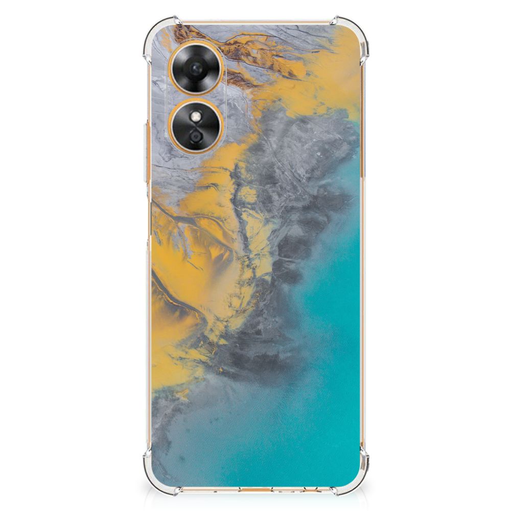 OPPO A17 Anti-Shock Hoesje Marble Blue Gold B2C Telecom