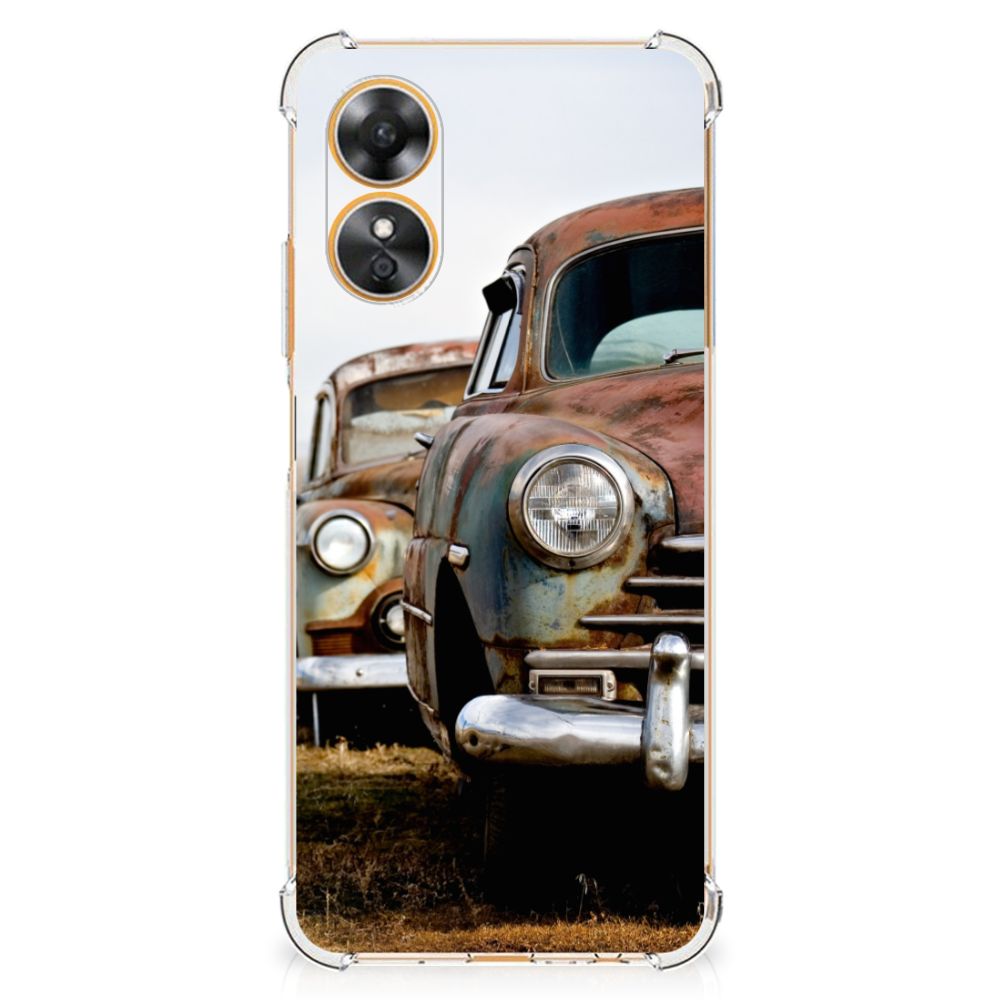 OPPO A17 Anti-shock Hoesje met foto Vintage Auto hoesje vintage auto vooraan
