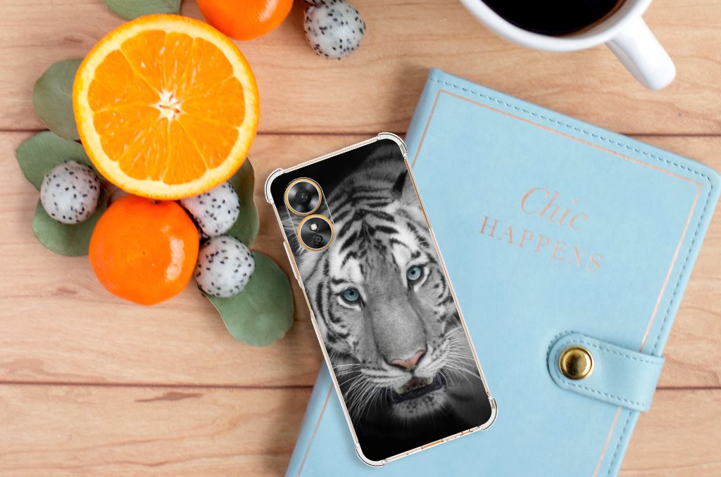 OPPO A17 Case Anti-shock Tijger tijger ontwerp smartphone hoesje tafel citrusvruchten