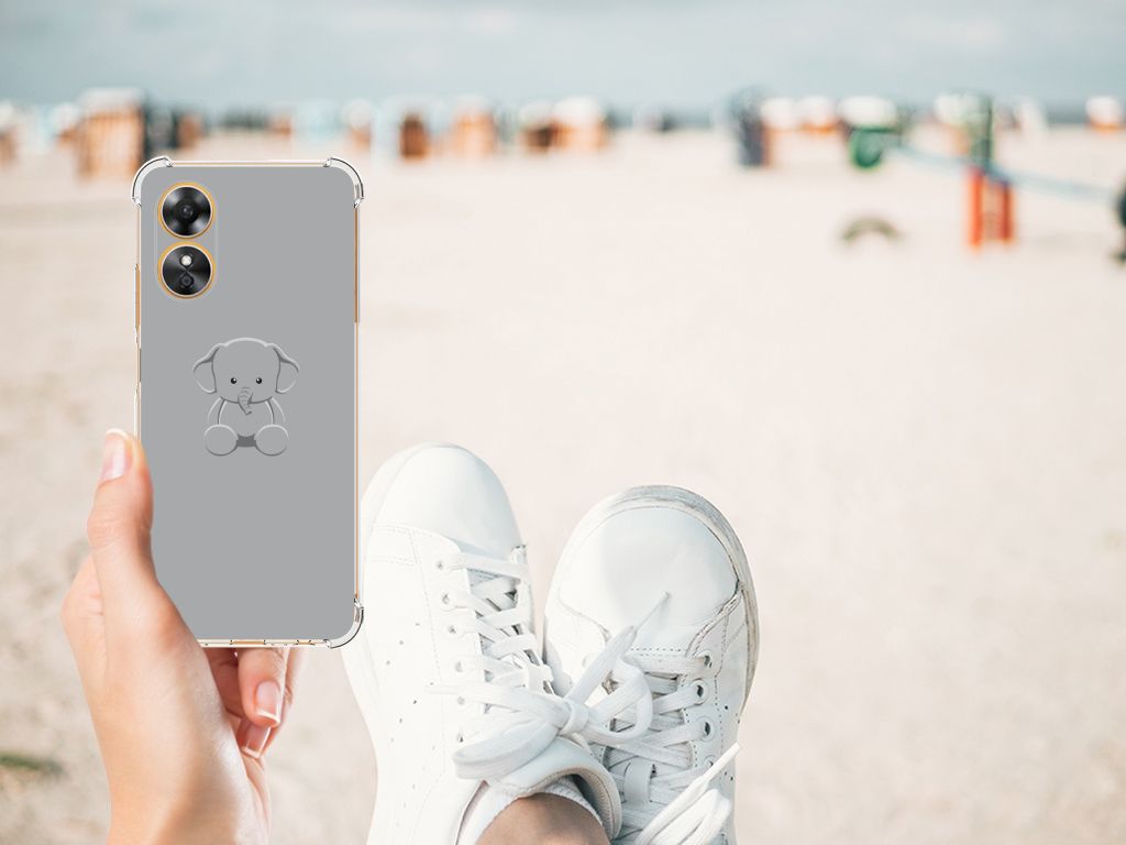 OPPO A17 Stevig Bumper Hoesje Grijs Baby Olifant B2C Telecom