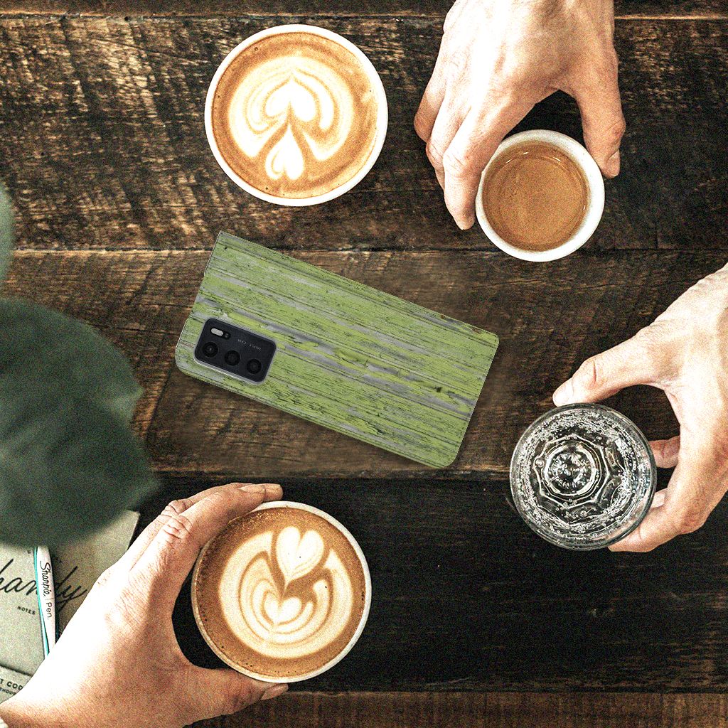 OPPO A54s | A16 | A16s Book Wallet Case Green Wood - B2C Telecom