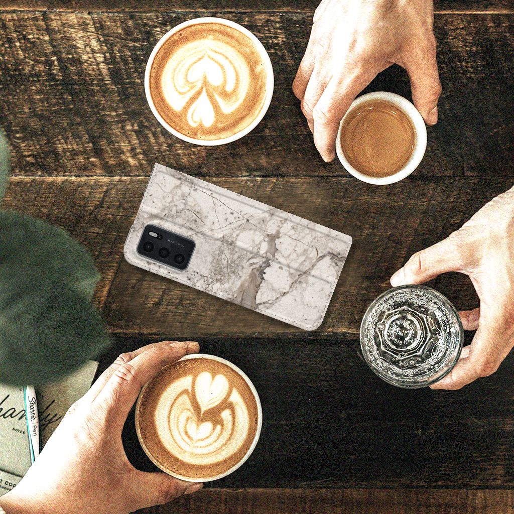 OPPO A54s | A16 | A16s Standcase Marmer Beige - B2C Telecom