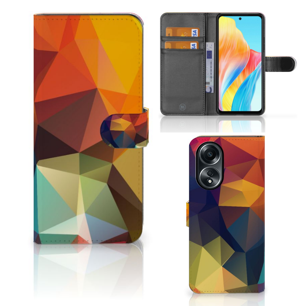 OPPO A58 4G Book Case Polygon Color hoesje design polygon kleurenschema