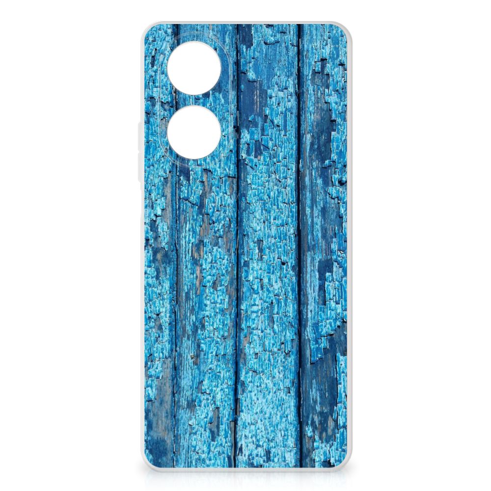 OPPO A58 4G Bumper Hoesje Wood Blue telefoon hoesje design blauw hout aanzicht