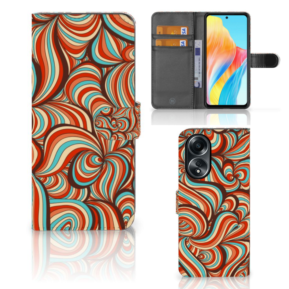 OPPO A58 4G Hoesje Retro hoesje retro kleurrijk ontwerp aanzicht