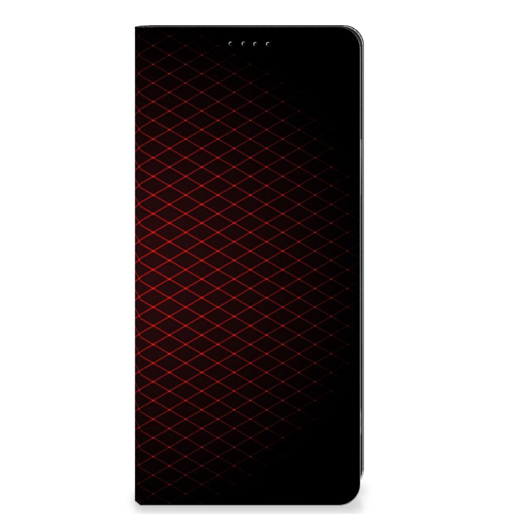 OPPO A58 4G Hoesje met Magneet Geruit Rood hoesje design geruit aanzicht