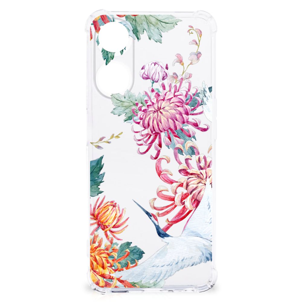 OPPO A58 | A78 5G Case Anti-shock Bird Flowers voorkant bloemen kleurrijk