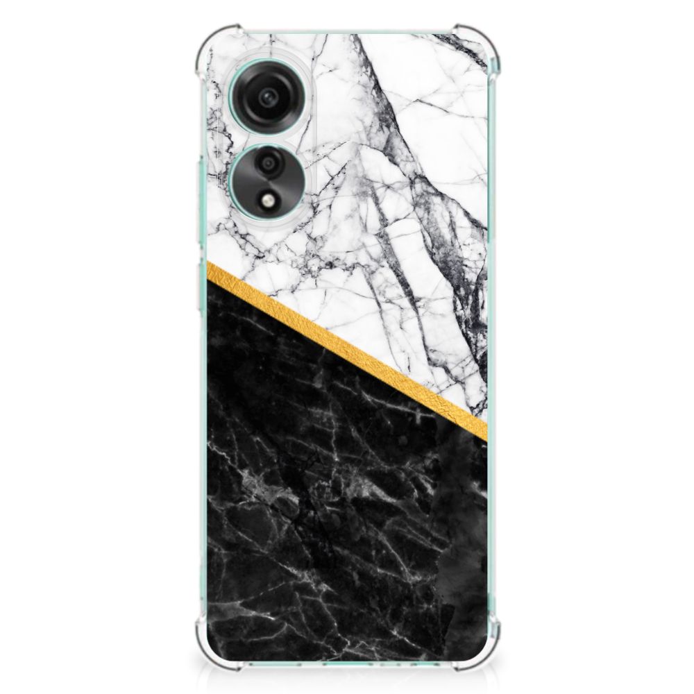 OPPO A78 4G Anti-Shock Hoesje Marmer Wit Zwart - Origineel Cadeau Man B2C Telecom