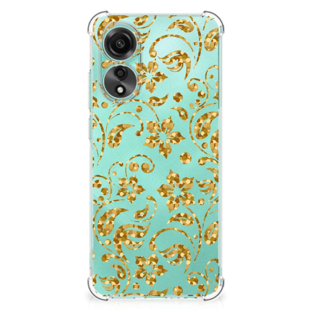 OPPO A78 4G Case Gouden Bloemen voorkant design
