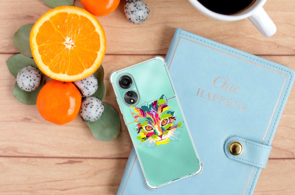 OPPO A78 4G Stevig Bumper Hoesje Cat Color B2C Telecom
