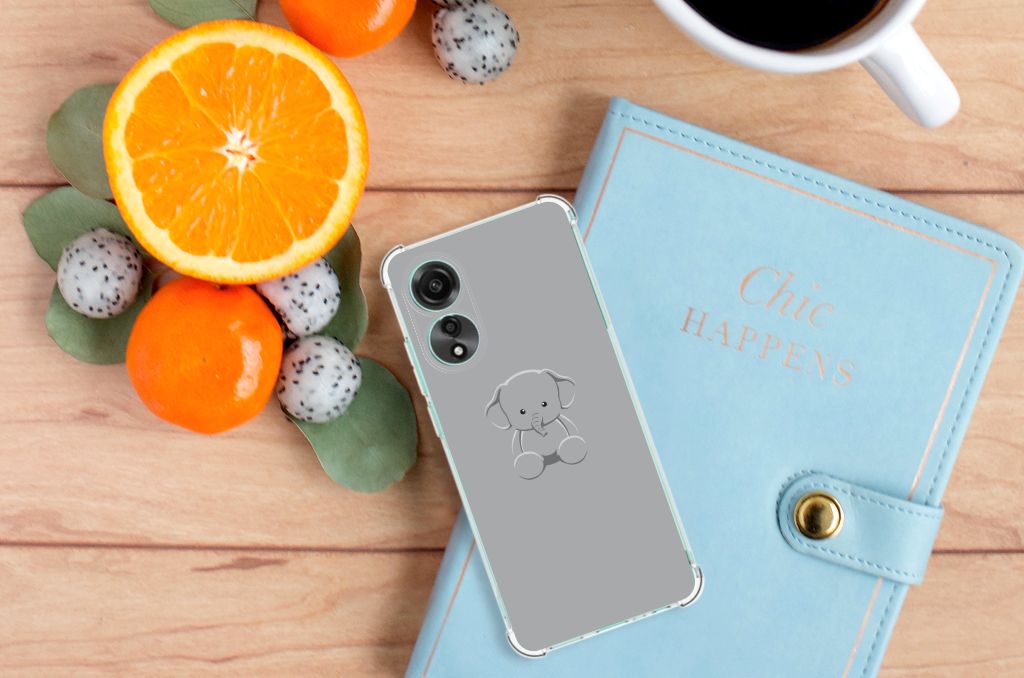 OPPO A78 4G Stevig Bumper Hoesje Grijs Baby Olifant B2C Telecom