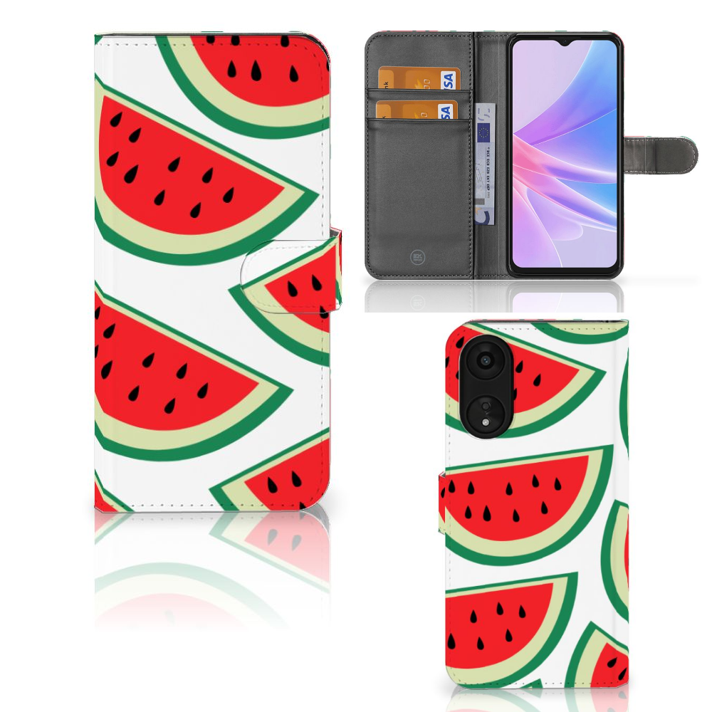 OPPO A78 5G | A58 5G Book Cover Watermelons design watermeloenen aanzicht