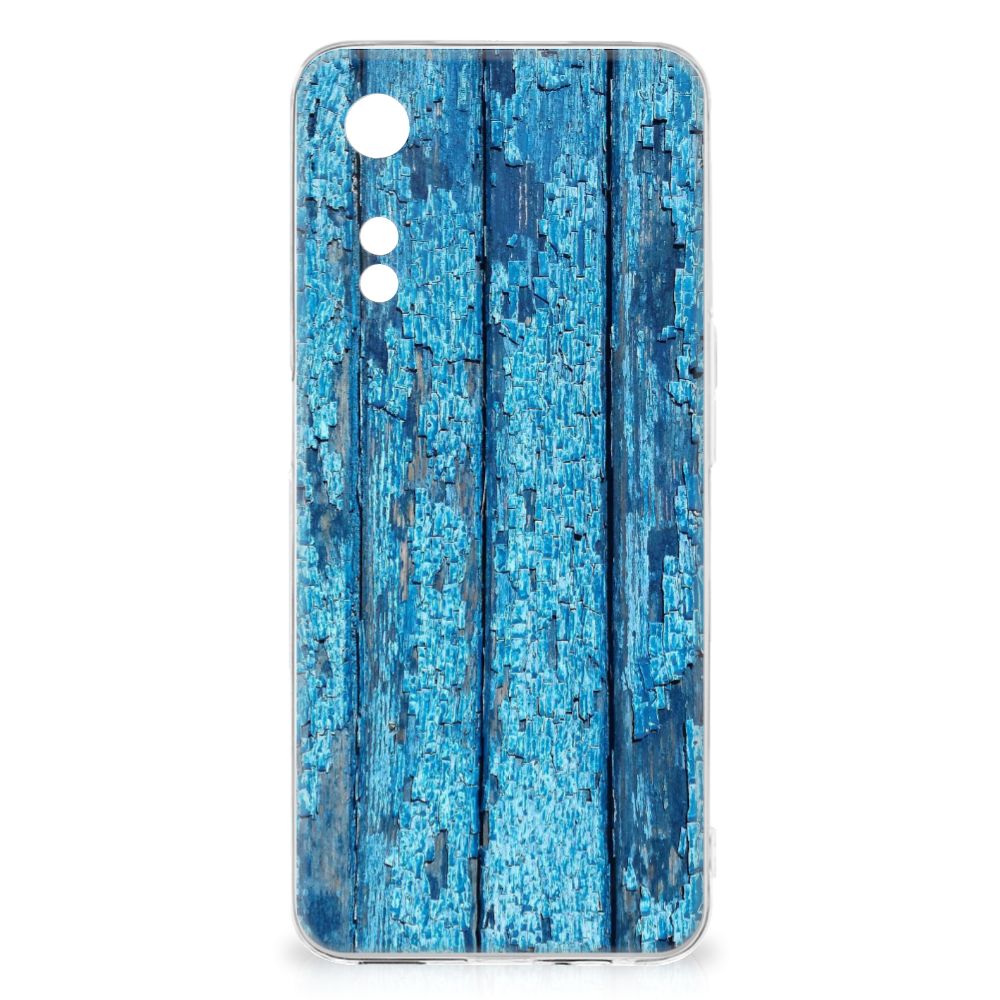 OPPO A78 5G | A58 5G Bumper Hoesje Wood Blue design blauw hout aanzicht