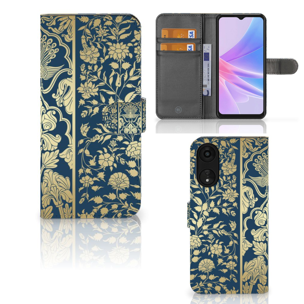 OPPO A78 5G | A58 5G Hoesje Beige Flowers design beige bloemen aanzicht