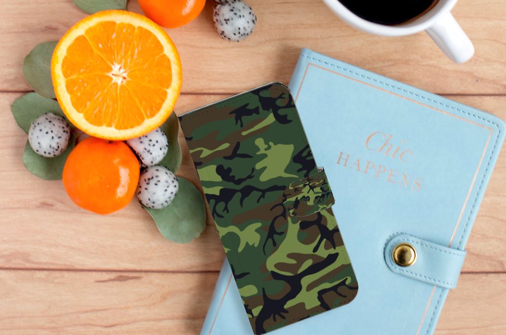 OPPO A78 5G | A58 5G Telefoon Hoesje Army Dark camouflage design bovenaanzicht
