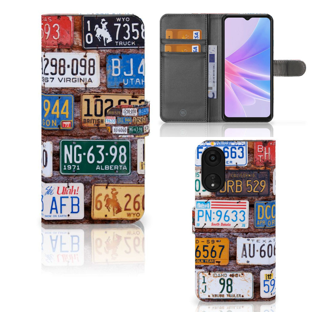 OPPO A78 5G A58 5G Telefoonhoesje met foto Kentekenplaten design collage aanzicht