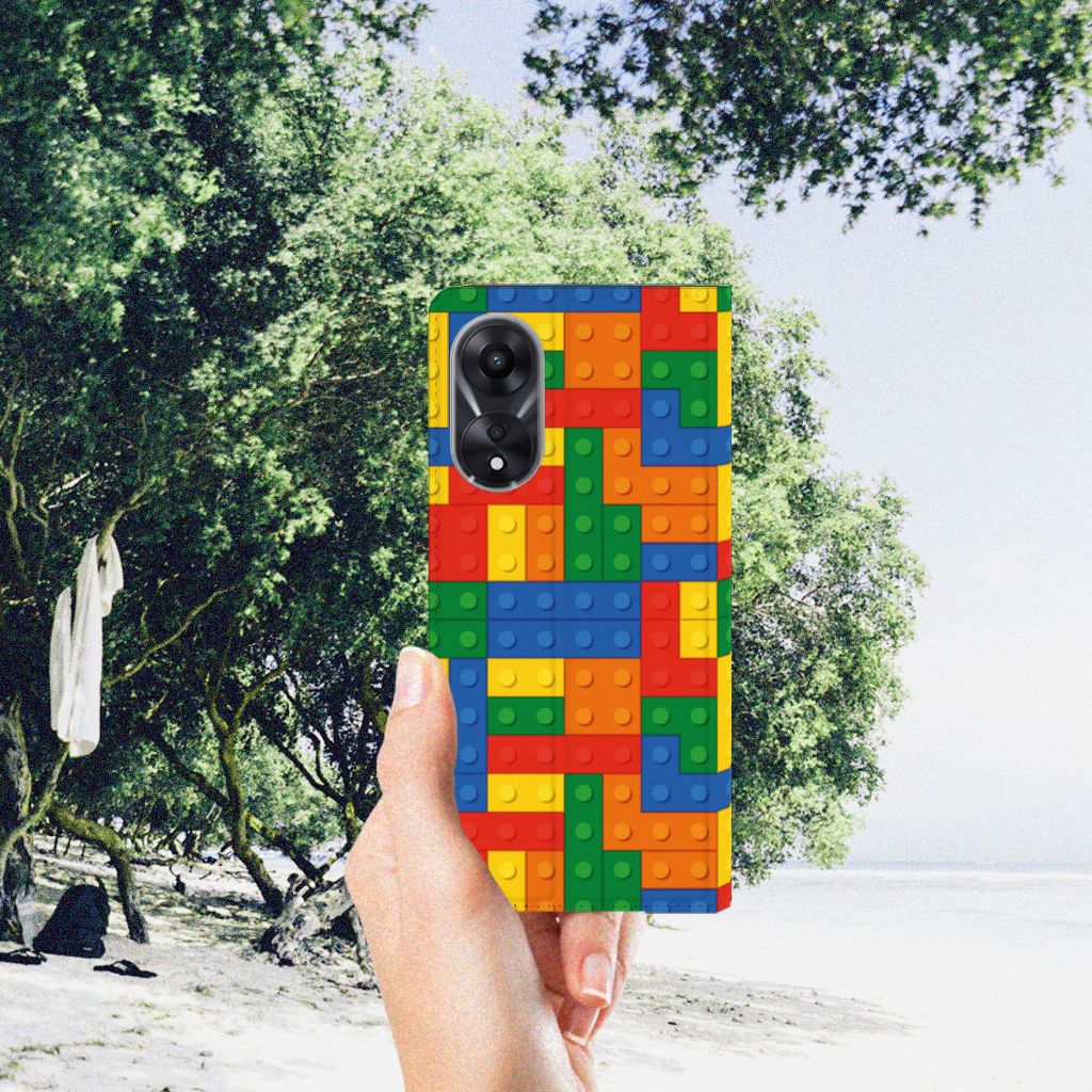 OPPO A78 | A58 5G Hoesje met Magneet Blokken in kleurrijk Lego design, perfect als cadeau! đ