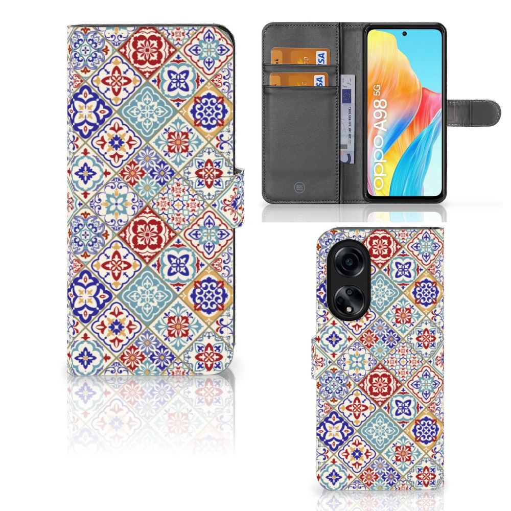 OPPO A98 5G Bookcase Tiles Color boekhoes tegels uniek aanzicht