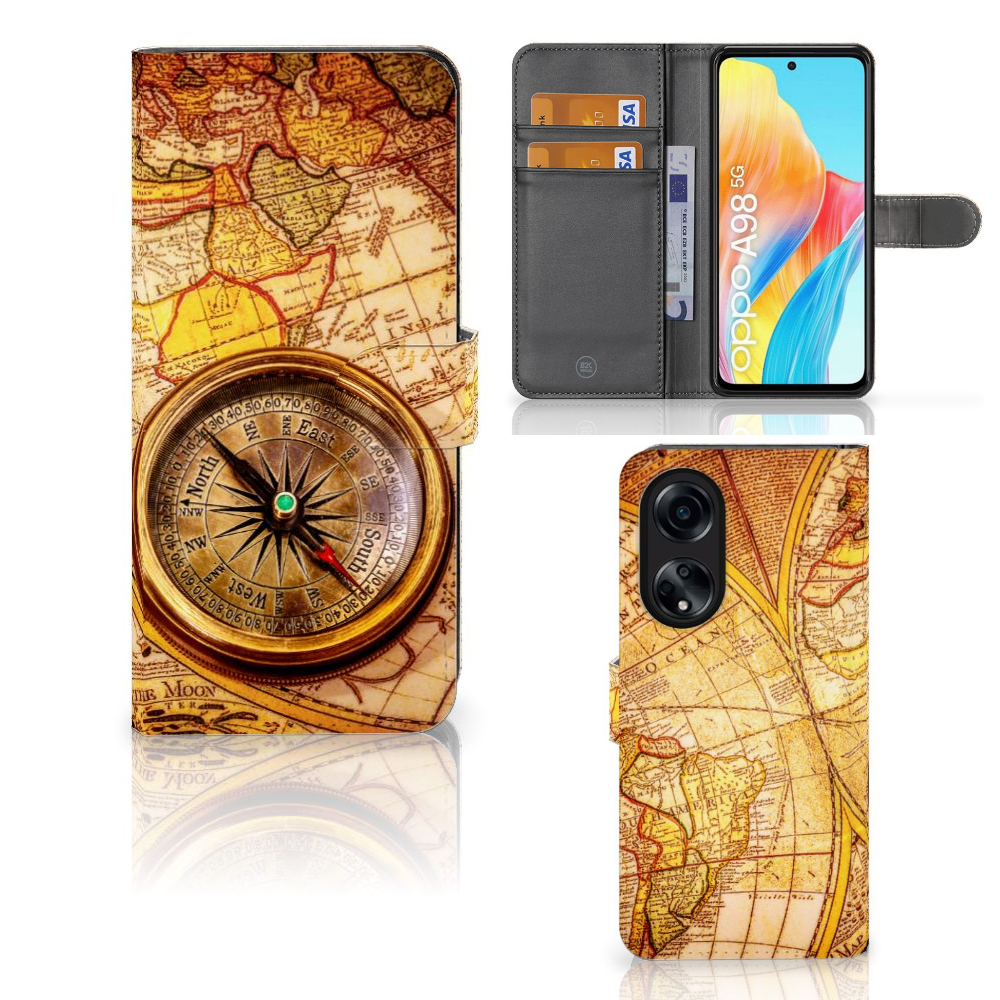 OPPO A98 5G Flip Cover Kompas flipcover kompas ontwerp aanzicht