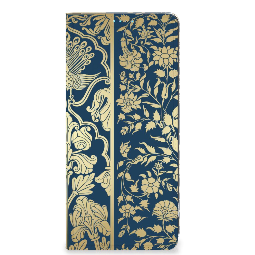 OPPO A98 5G Smart Cover Beige Flowers hoesje design beige bloemen aanzicht