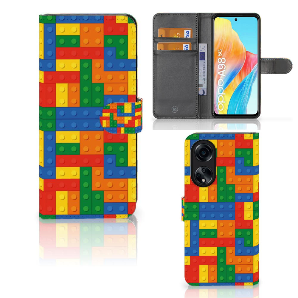 OPPO A98 5G Telefoon Hoesje Blokken telefoonhoesje blokken design voorkant achterkant