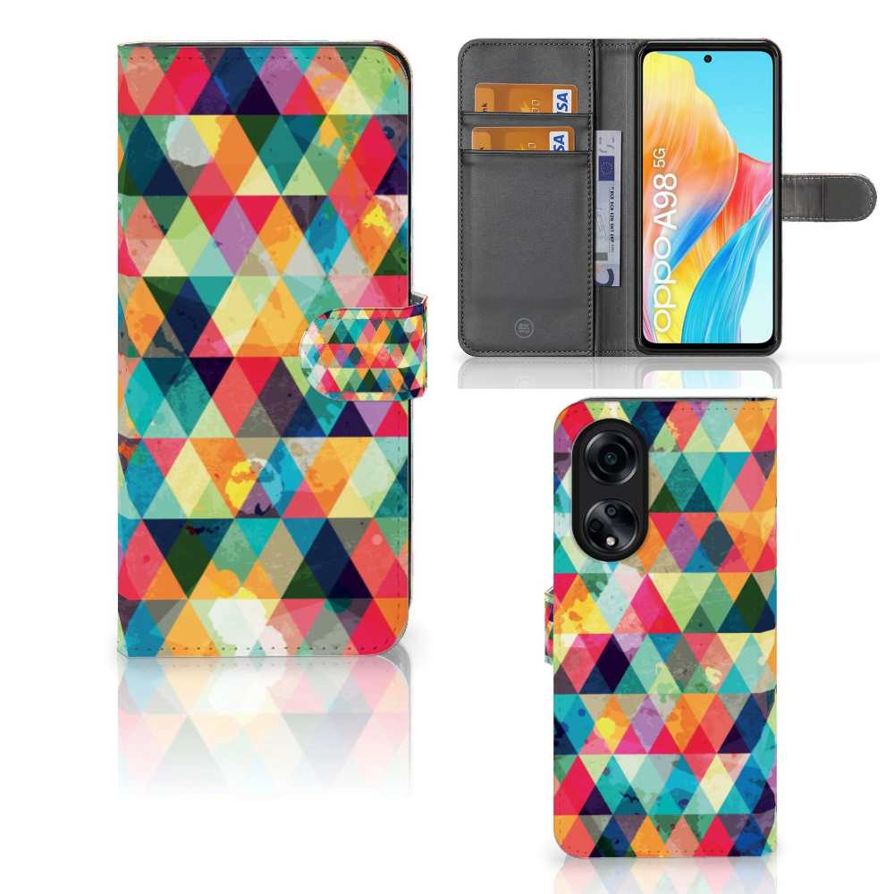 OPPO A98 5G Telefoon Hoesje Geruit design geruit aanzicht