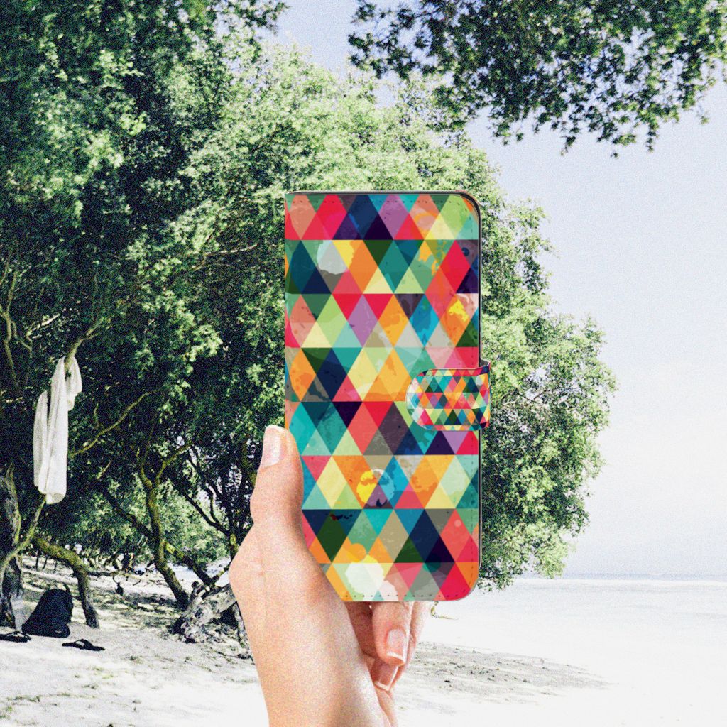 OPPO A98 5G Telefoon Hoesje Geruit design ruitjes aanzicht