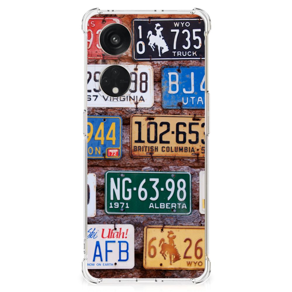 OPPO A98 Anti-shock Hoesje met foto Kentekenplaten design kentekenplaten aanzicht