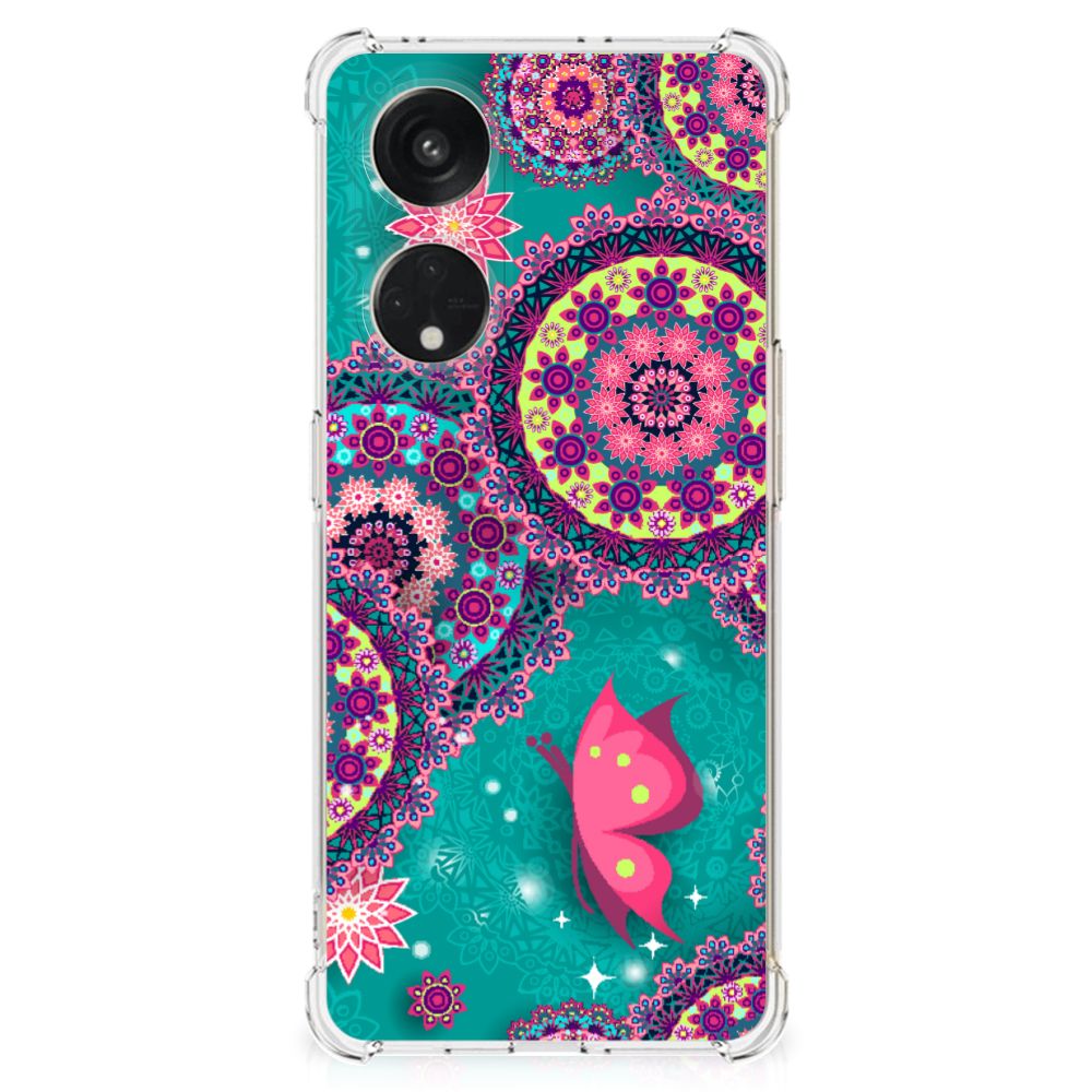 OPPO A98 Back Cover Cirkels en Vlinders achterzijde