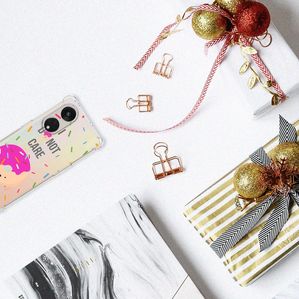 OPPO A98 Beschermhoes Donut Roze telefoonhoesje Donut ontwerp bovenaanzicht