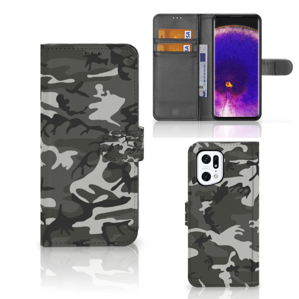 OPPO Find X5 Pro Telefoon Hoesje Army Light telefoonhoesje camouflage design vooraan achteraan