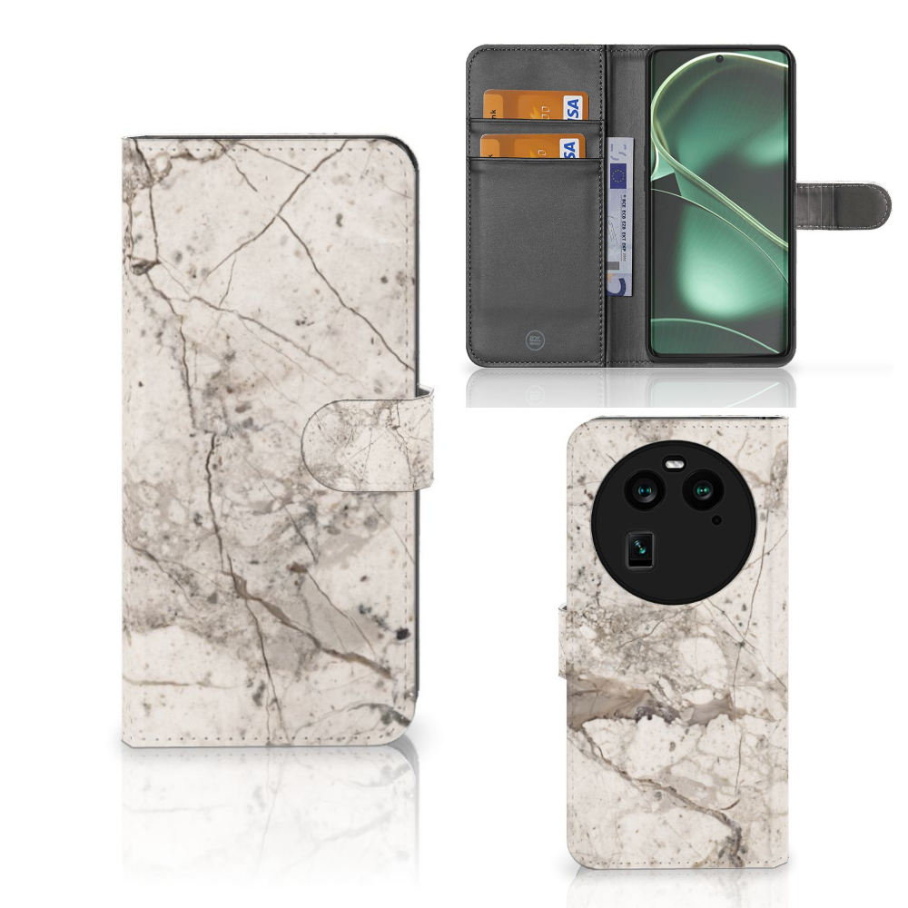 OPPO Find X6 Bookcase Marmer Beige met unieke uitstraling en bescherming. Perfect cadeau voor een stijlvolle telefoon! 🎁
