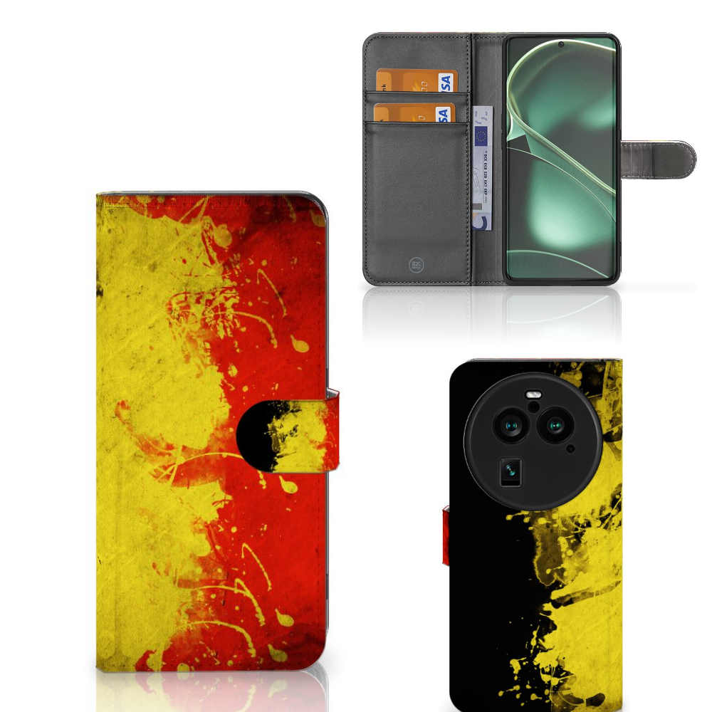 OPPO Find X6 Pro Bookstyle Case BelgiÃĢ design Belgische kleuren aanzicht