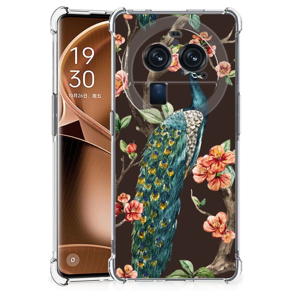 OPPO Find X6 Pro Case Anti-shock Pauw met Bloemen voorkant
