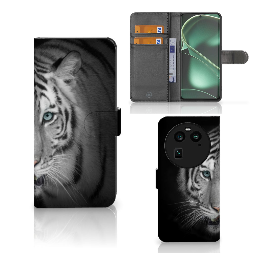 OPPO Find X6 Telefoonhoesje met Pasjes Tijger telefoonhoesje tijger design aanzicht