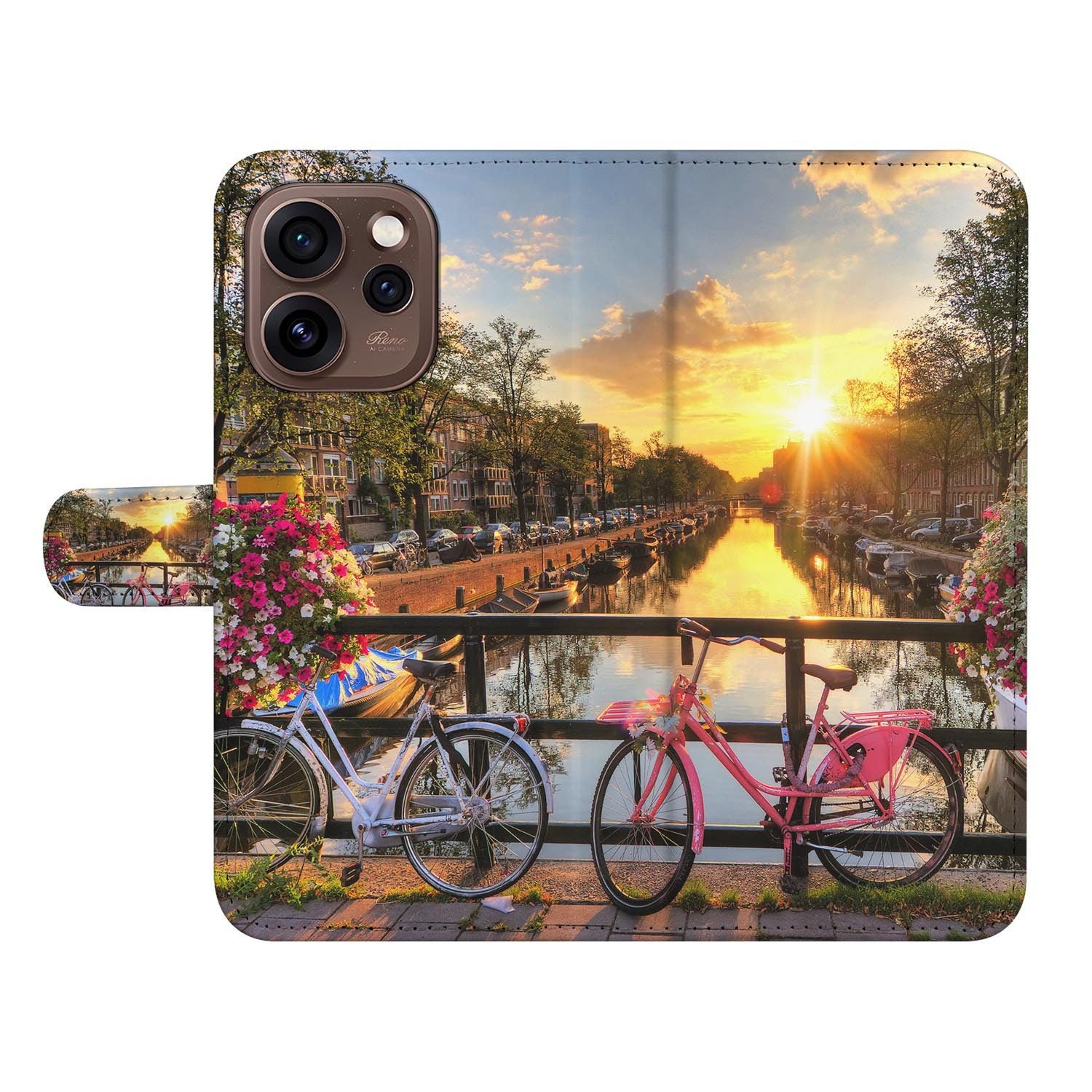 Bookcase hoesje OPPO Reno15 Pro Amsterdamse Grachten achterzijde met camera-uitsparing