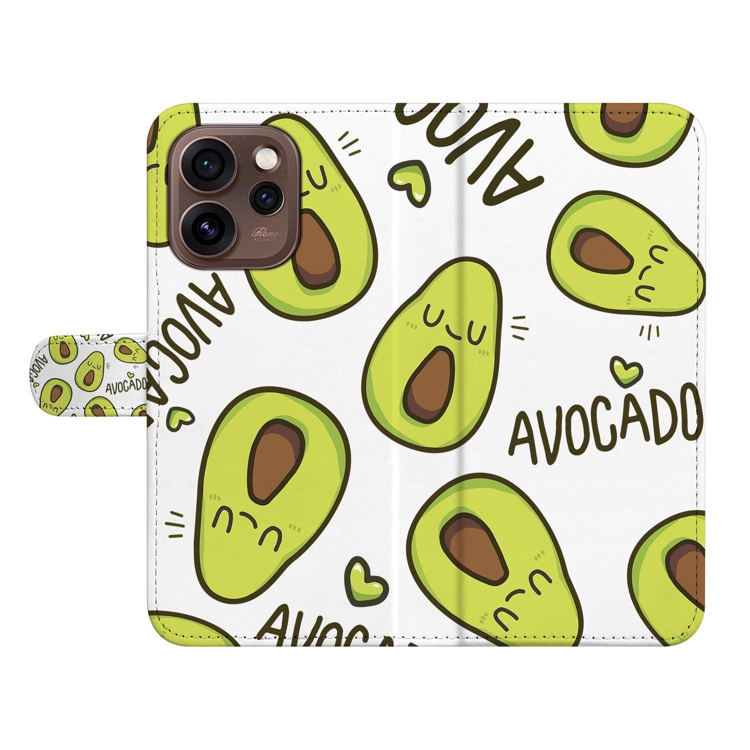 Portemonnee hoesje OPPO Reno15 Pro Avocado Singing zijaanzicht met magneetsluiting