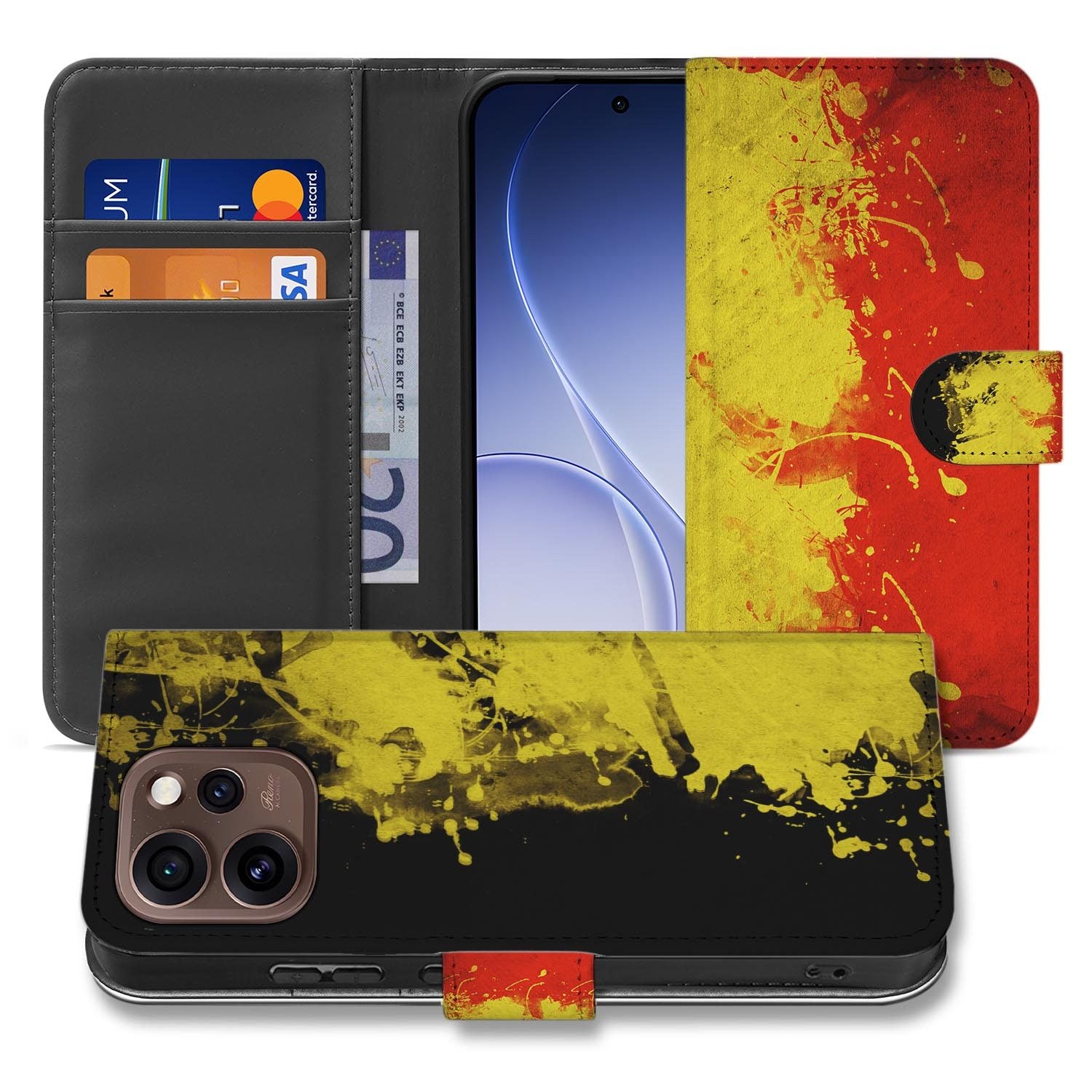 Wallet hoesje OPPO Reno15 Pro BelgiÃĢ met gesloten klep, vooraanzicht
