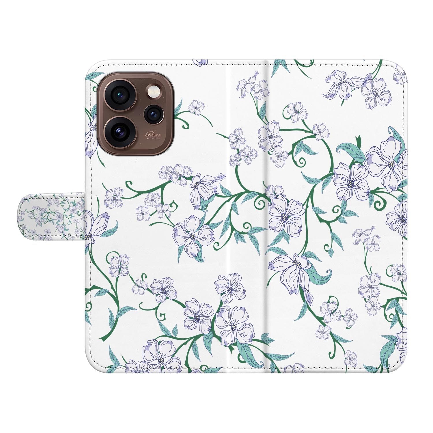 Portemonnee hoesje OPPO Reno15 Pro Blossom White met gesloten klep, vooraanzicht