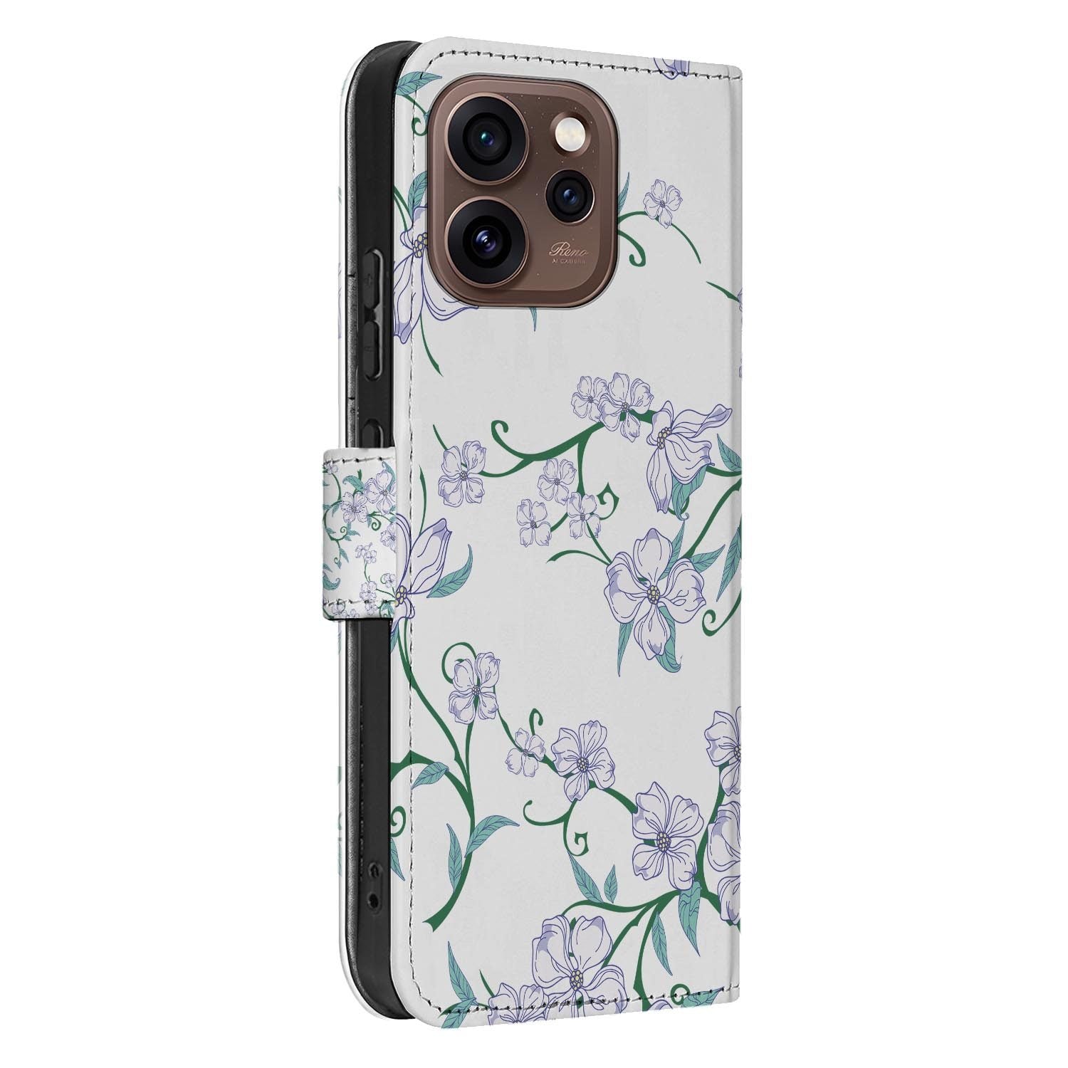 Portemonnee hoesje OPPO Reno15 Pro Blossom White zijaanzicht met magneetsluiting