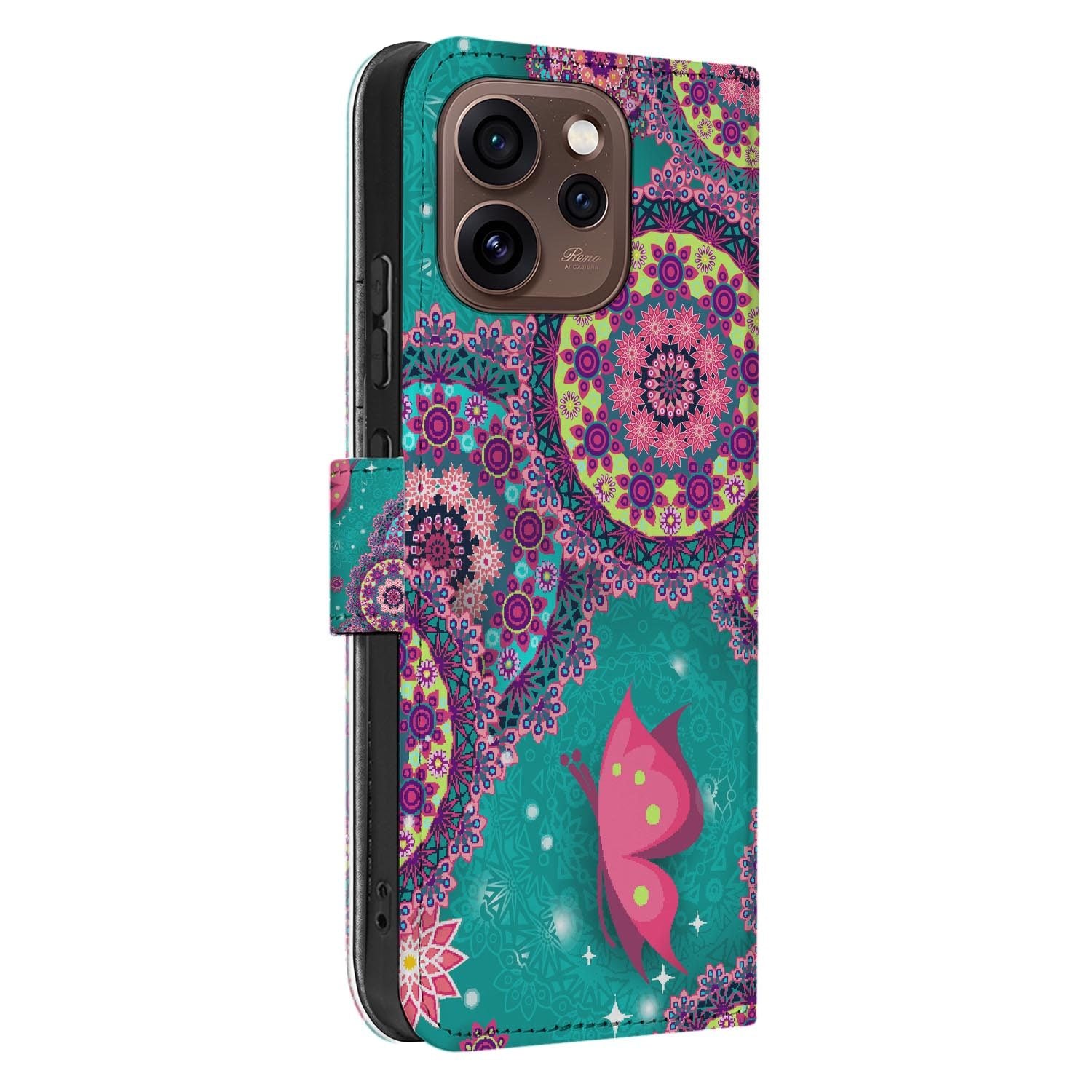 Book case hoesje OPPO Reno15 Pro Cirkels en Vlinders zijaanzicht met magneetsluiting