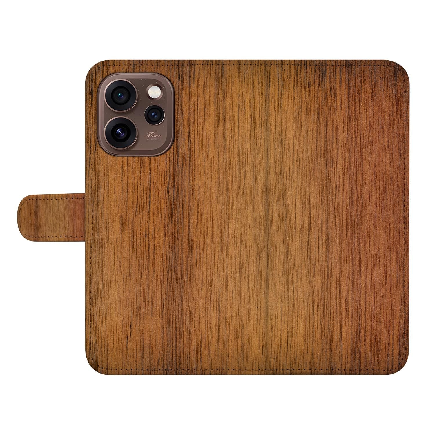 Portemonnee hoesje OPPO Reno15 Pro Donker Hout achterzijde met camera-uitsparing