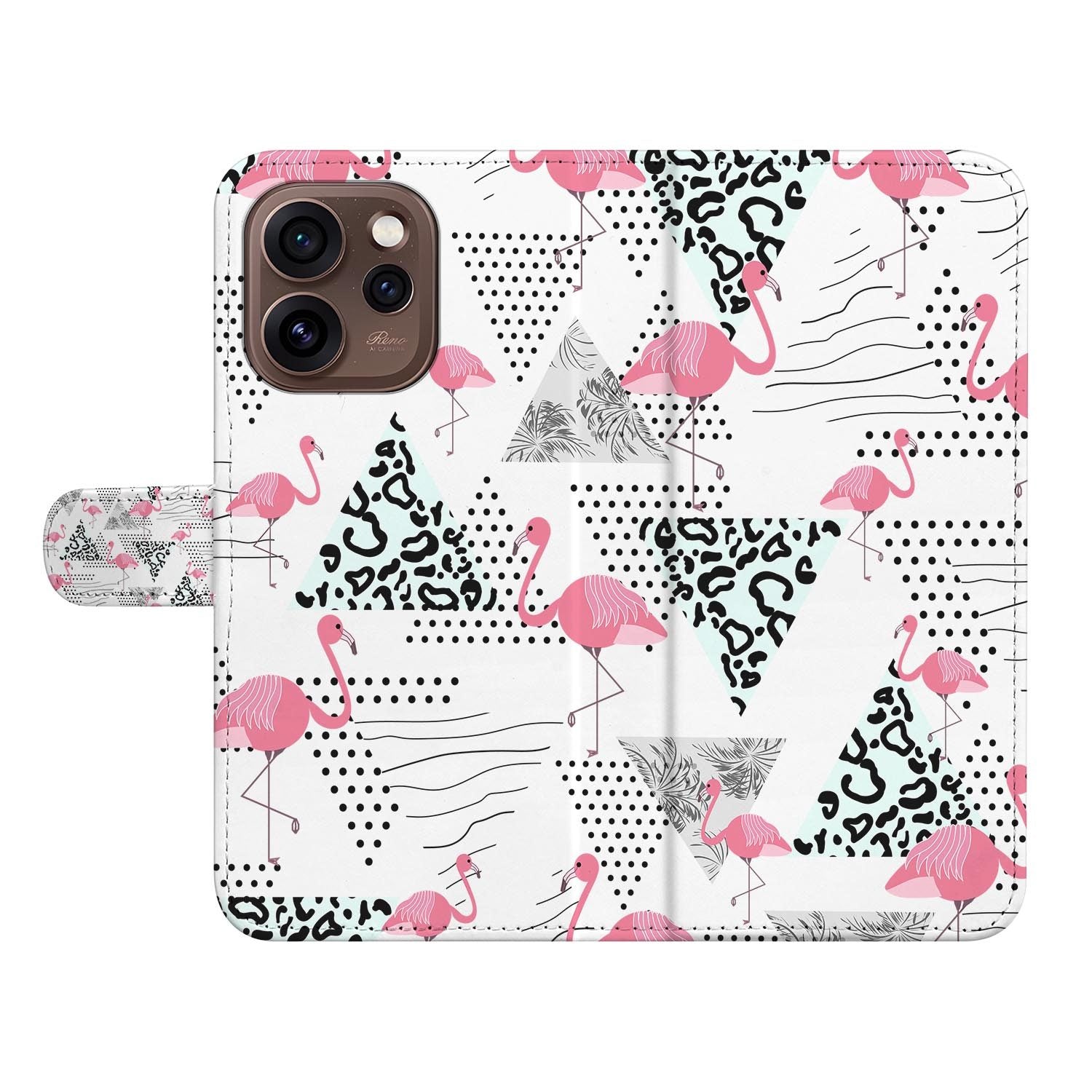 Hoesje met pasjeshouder OPPO Reno15 Pro Flamingo Triangle achterzijde met camera-uitsparing